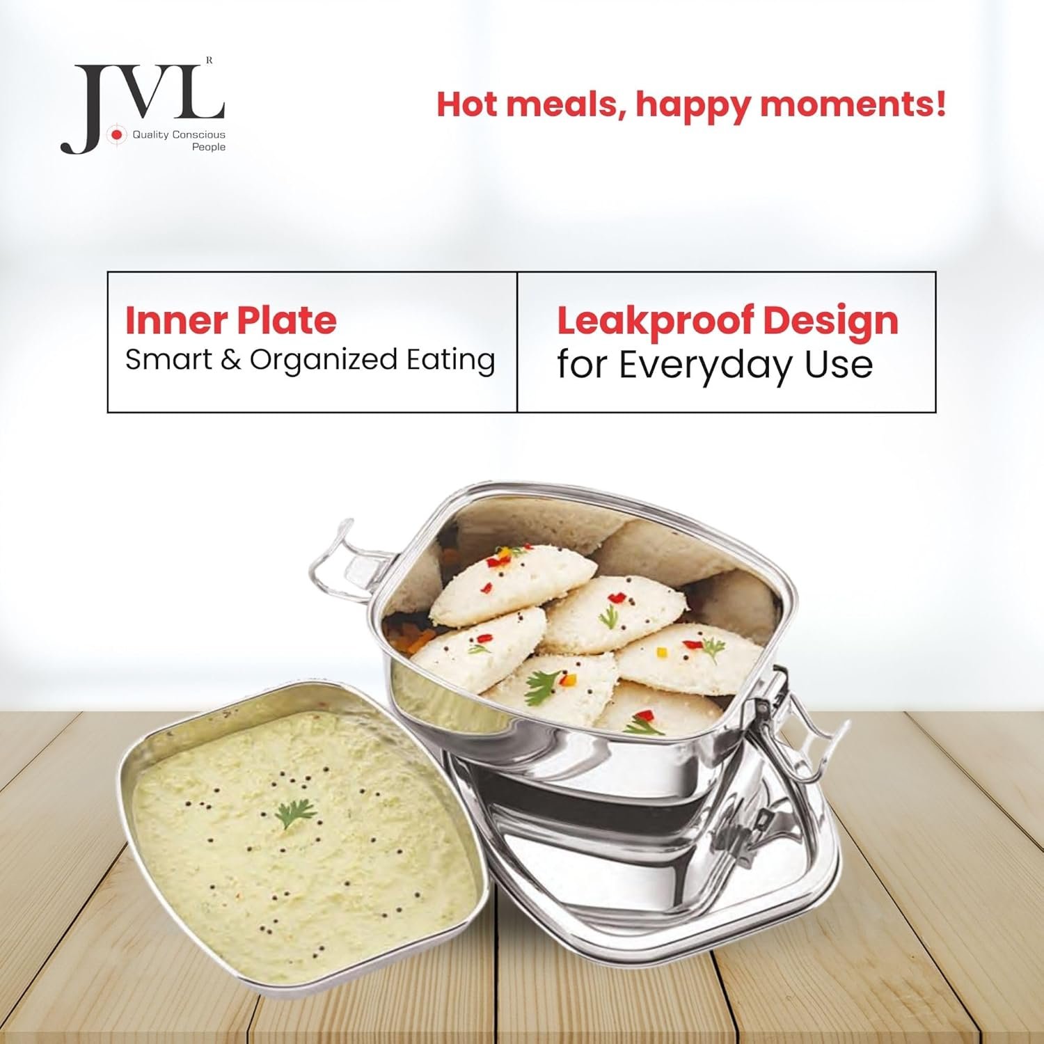JVL ELITE LEAK PROOF LUNCH BOX WITH STEEL PLATE - Image 4