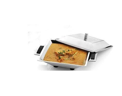 JVL SQUARE CURRY DISH WITH SS LID (MEDIUM)