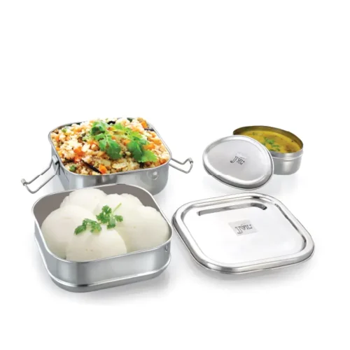 JVL SQUARE LUNCH BOX WITH STEEL CONTAINER BIG DS2-C