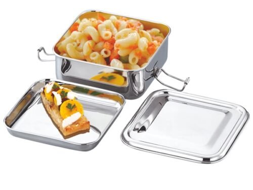 JVL SQUARE LUNCH BOX WITH STEEL PLATE SMALL DS1