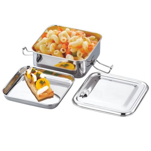 JVL SQUARE LUNCH BOX WITH STEEL PLATE SMALL DS1