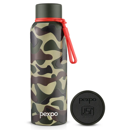 PEXPO BRAVO ART CAMOUFLAGE UV PRINTED DESIGN BOTTLE (GREEN) 800ML