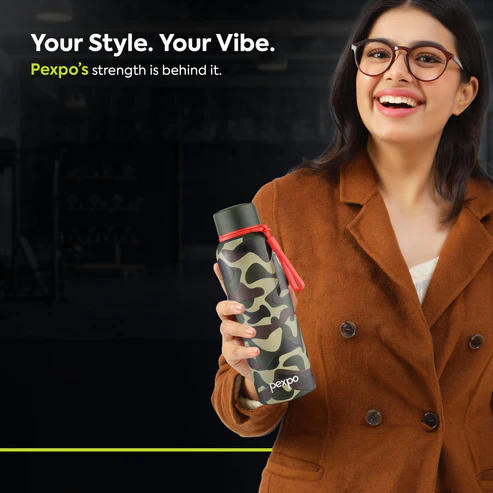 PEXPO BRAVO ART CAMOUFLAGE UV PRINTED DESIGN BOTTLE (GREEN) 800ML - Image 4