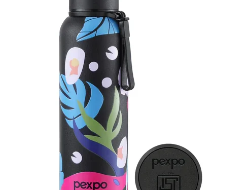 PEXPO BRAVO ART LEAF UV PRINTED DESIGN BOTTLE (KNIGHT BLACK) 800ML