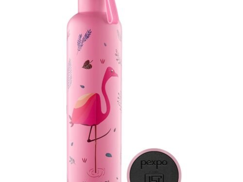 PEXPO OSLO ART FLAMINGO BIRD UV PRINTED DESIGN BOTTLE (PINK) 750ML