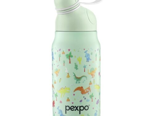 PEXPO PIANO ART DINOSAUR UV PRINTED DESIGN BOTTLE (GREEN) 450ML