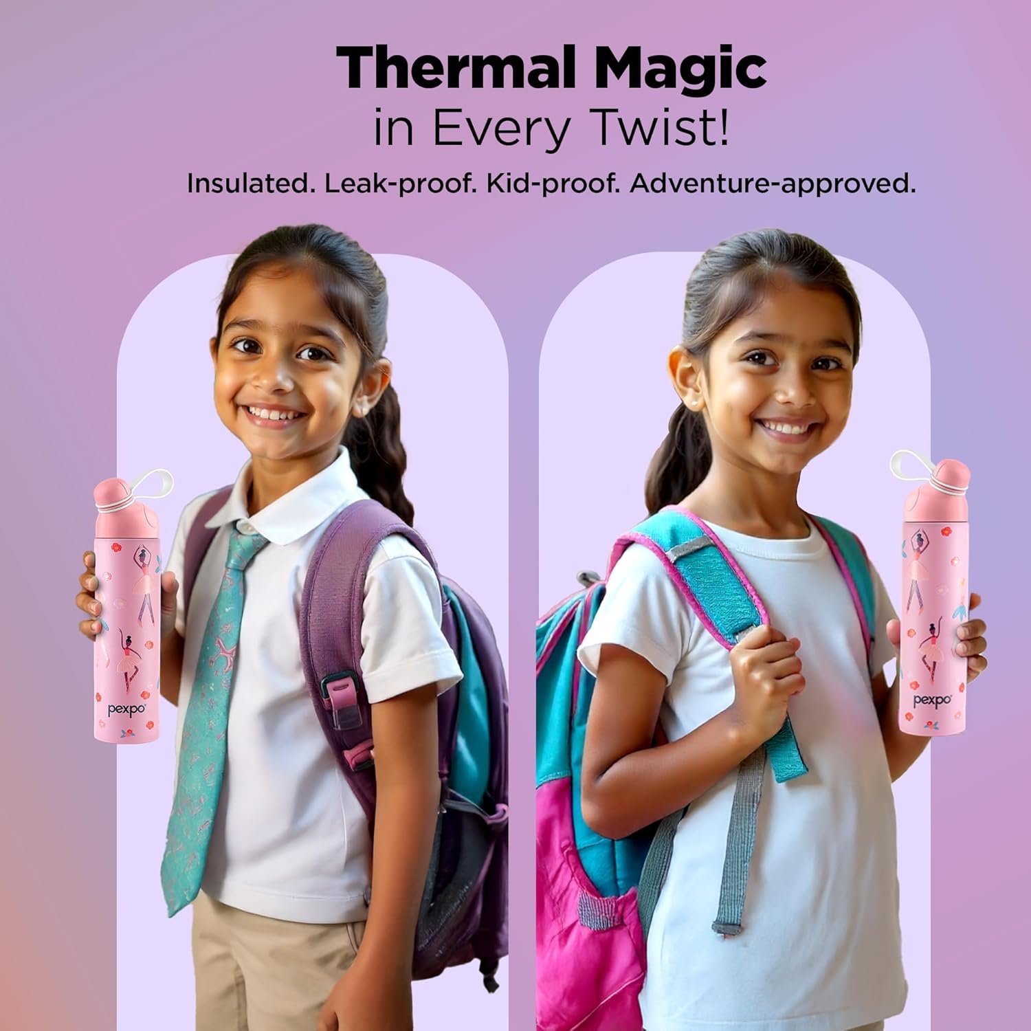 PEXPO PICO DANCING GIRL UV PRINTED DESIGN BOTTLE (PINK) 500ML - Image 4