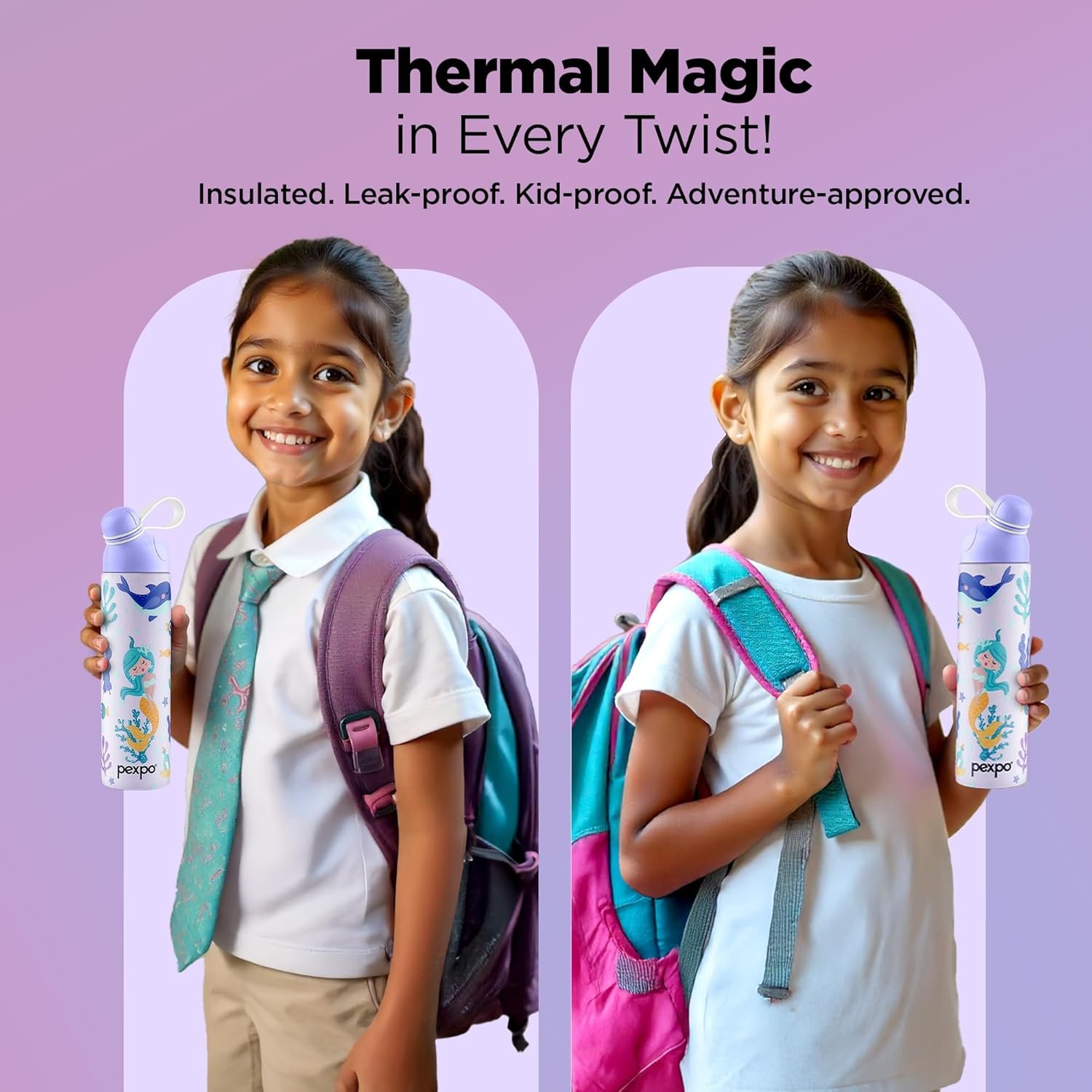 PEXPO PICO MERMAID UV PRINTED DESIGN BOTTLE (PURPLE) 500ML - Image 4