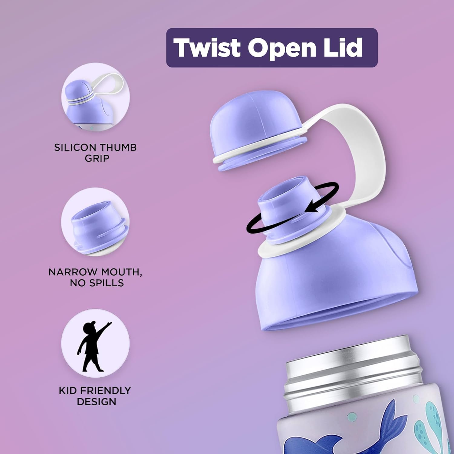 PEXPO PICO MERMAID UV PRINTED DESIGN BOTTLE (PURPLE) 500ML - Image 5