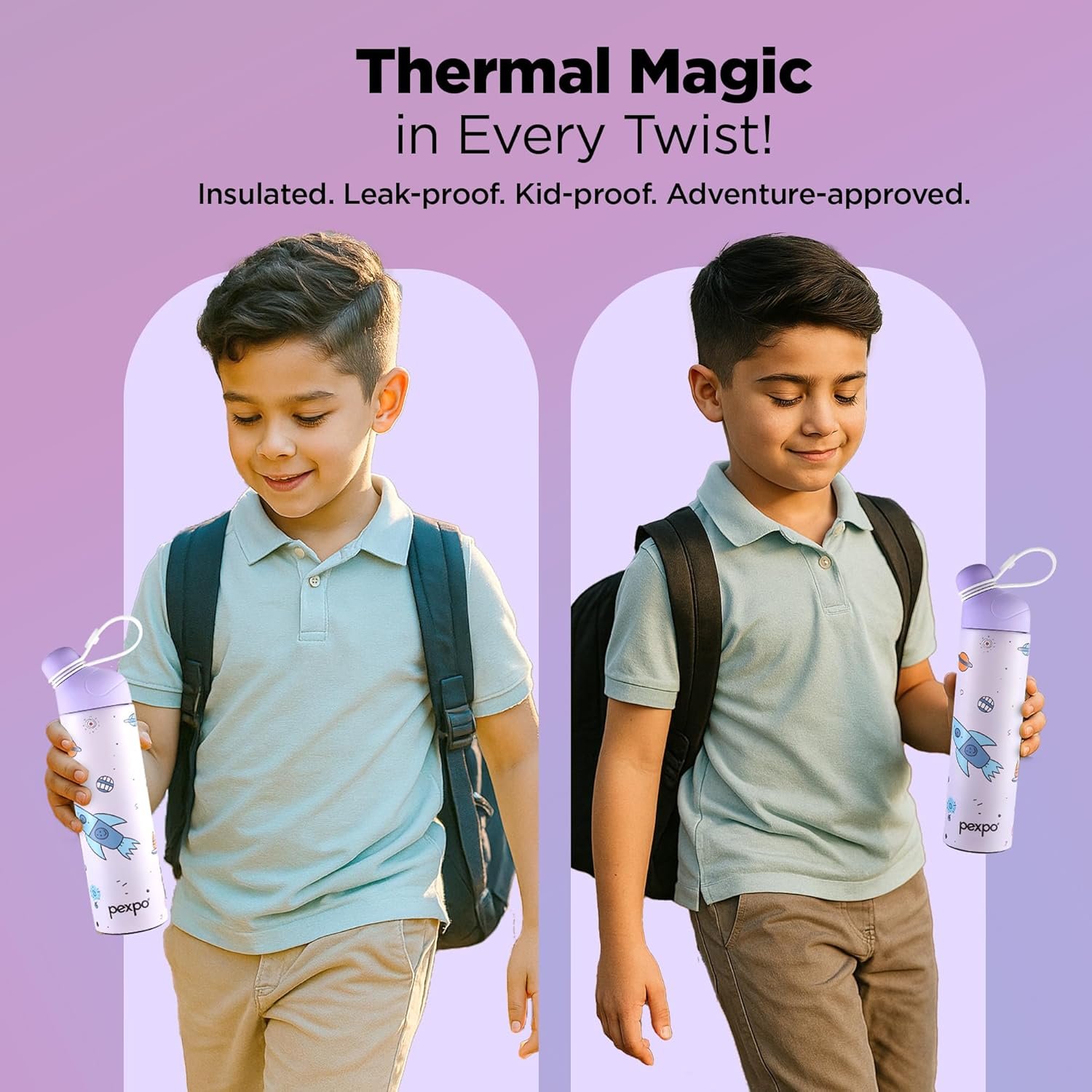 PEXPO PICO ROCKET UV PRINTED DESIGN BOTTLE (PURPLE) 500ML - Image 5