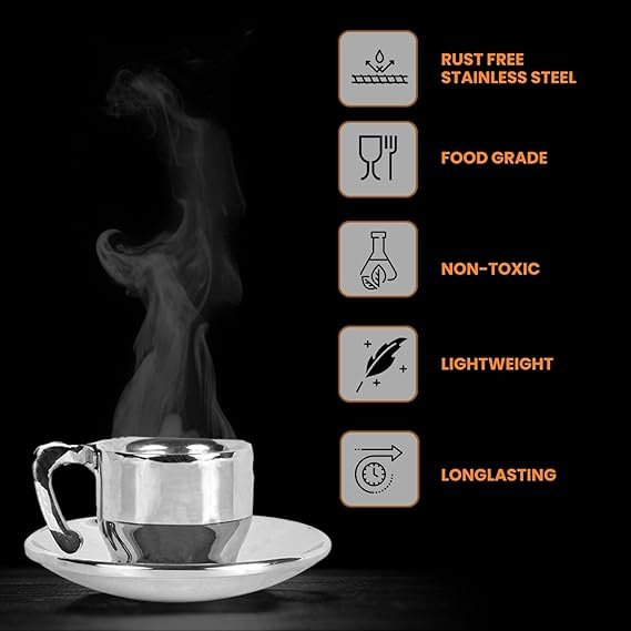 MIRROR TEA CUP AND SAUCER (SET OF 6) - Image 2