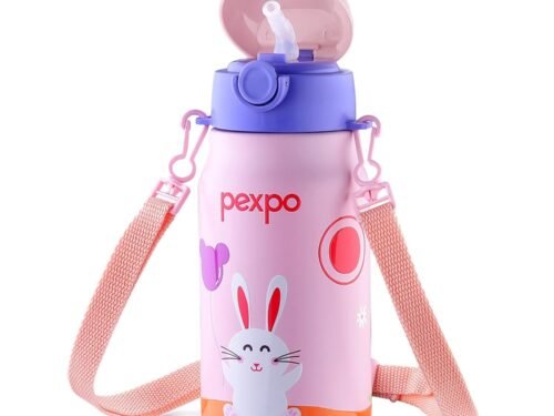 PEXPO POGGO RABBIT UV PRINTED DESIGN BOTTLE (BABY PINK) 450ML