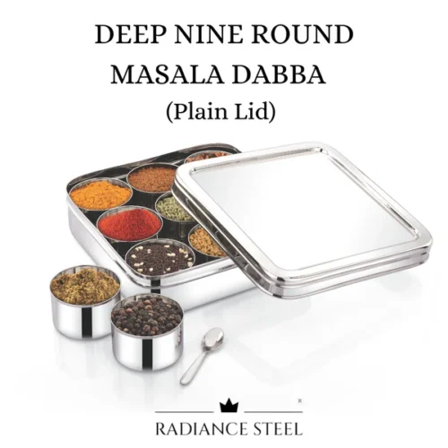 RADIANCE NINE ROUND MASALA BOX PLAIN LID