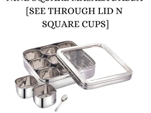 RADIANCE NINE SQUARE MASALA BOX SEE THROUGH LID