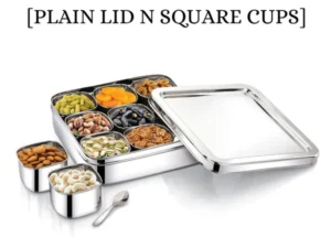 RADIANCE NINE SQUARE MASALA BOX WITH PLAIN LID