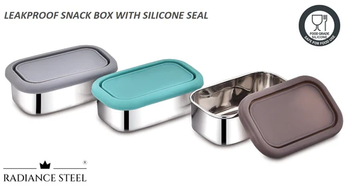 RADIANCE RECTANGLE AIRTIGHT SNACK BOX WITH SILICONE LID (150ML)