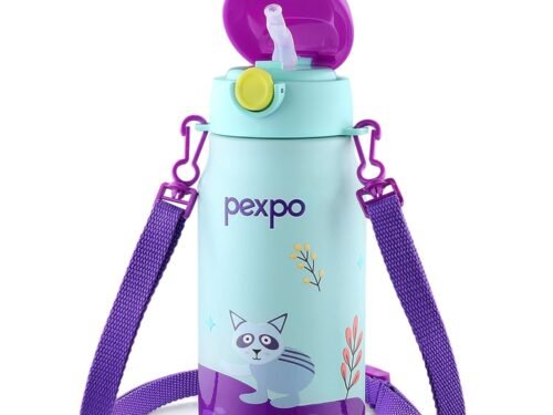 PEXPO POGGO RACCOON UV PRINTED DESIGN BOTTLE (PURPLE) 450ML