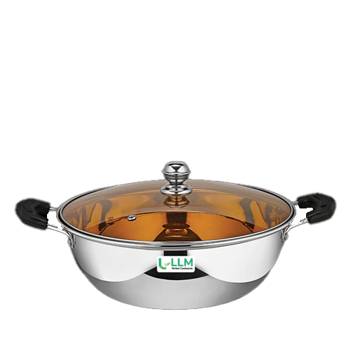 LLM KADAI WITH BROWN GLASS LID - 24 CM
