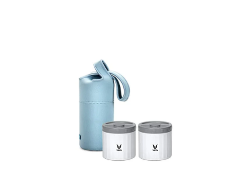 VAYA PRESERVE LUNCHKIT-PRESERVE 2*300ML (WHITE WITH GOBAG BLUE)