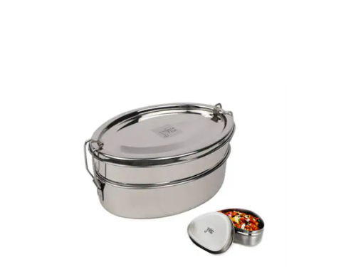 JVL OVAL LUNCH BOX WITH STEEL CONTAINER BIG DO2-C