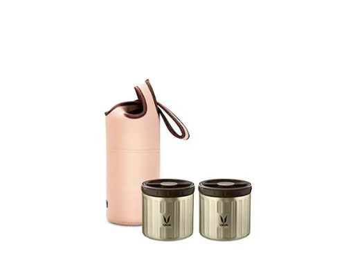 VAYA PRESERVE LUNCHKIT-PRESERVE 2*300ML (GRAPHITE WITH GOBAG BROWN)