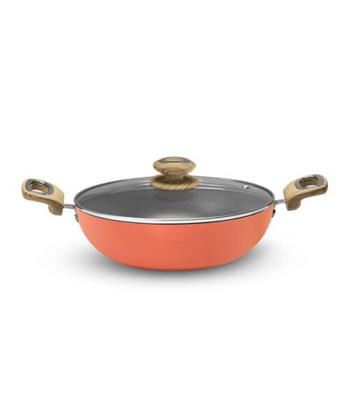 VAYA HAUTECHEF-PTFE KADAI CORAL CRUSH-WOOD FINISH HANDLE