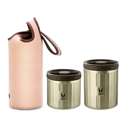 VAYA PRESERVE LUNCHKIT-PRESERVE 300ML+500ML (GRAPHITE WITH GOBAG BROWN)