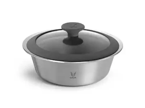 VAYA SERVEWARE GLASS LID 2000ML (CHROME SILVER)