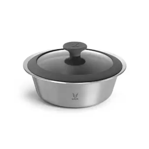 VAYA SERVEWARE GLASS LID 2000ML (CHROME SILVER)