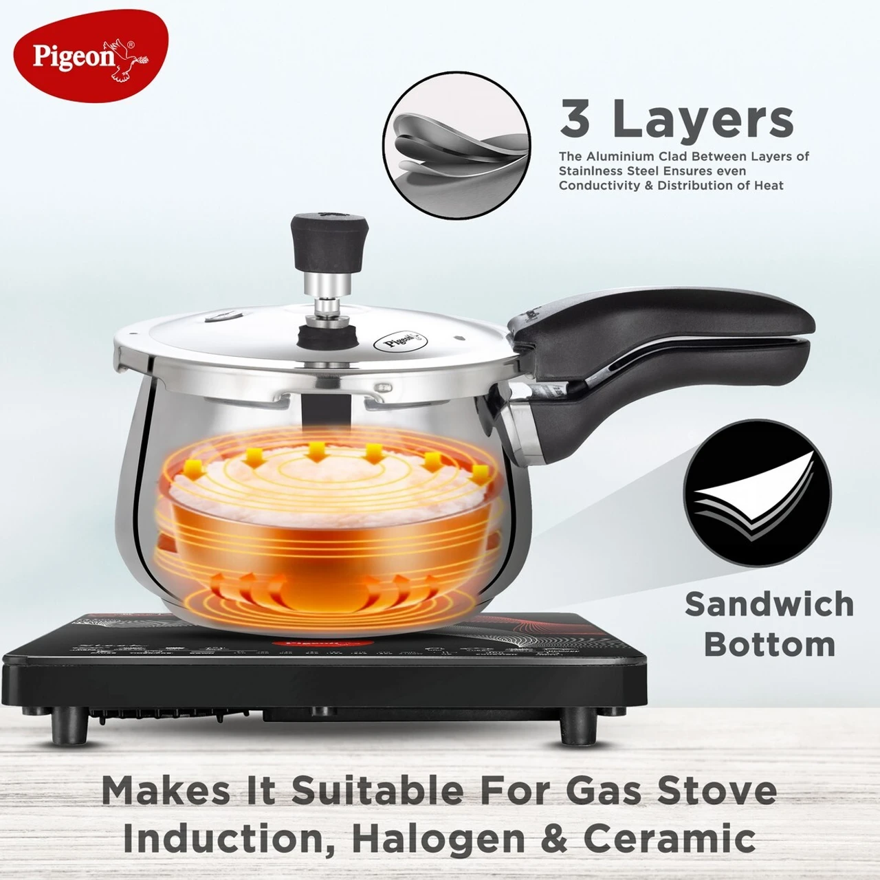 PIGEON INOX PROSS COOKER 3LTR OUTER - Image 5