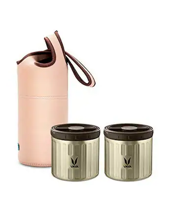 VAYA PRESERVE LUNCHKIT-PRESERVE 2*300ML (GRAPHITE WITH GOBAG BROWN)