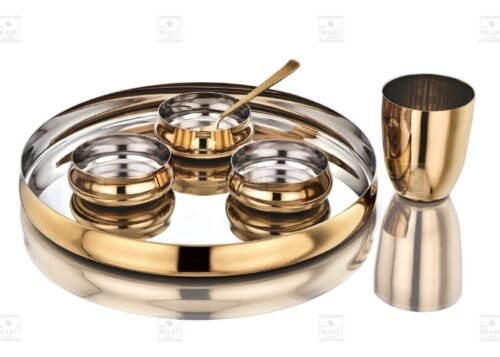 KESARIYA GOLD BULGING THALI SET