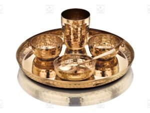 KESARIYA GOLD RICE PLATE/HAMMERED SET