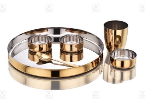 KESARIYA GOLD STRAIGHT THALI SET