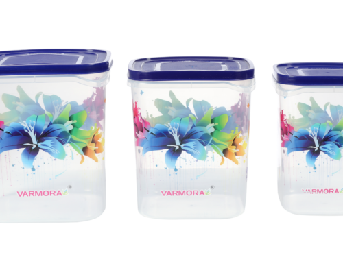 VARMORA GLORY SQUARE FLOWER CONTAINER SET OF 3 (5, 7, 10 LTR) (BLUE)