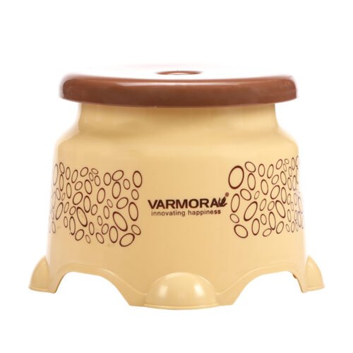 VARMORA ROYAL ROUND STOOL (BEIGE)