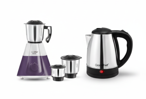 GREENCHEF ARIES MIXER GRINDER (3 JARS)+SWIFT SS ELECTRIC KETTLE 1.5L