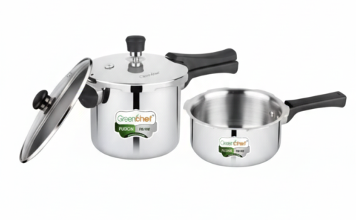GREENCHEF FUSION TRI-PLY COOKER COMBO 3L+2L (WITH GLASS LID)