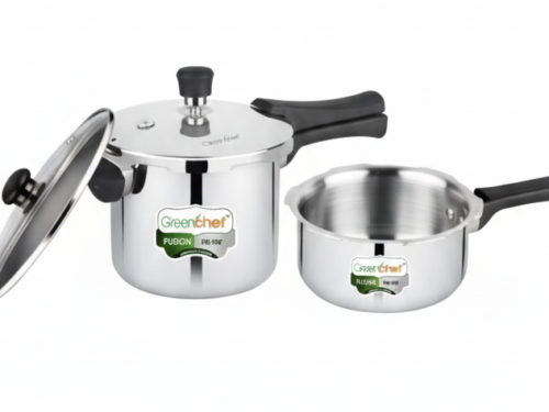 GREENCHEF FUSION TRI-PLY COOKER COMBO 3L+2L (WITH GLASS LID)