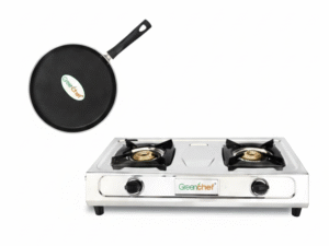 GREENCHEF REGAL IB FLAT TAWA+DELTA LPG STOVE DOUBLE BURNER COMBO