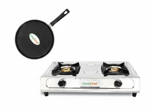 GREENCHEF REGAL IB FLAT TAWA+DELTA LPG STOVE DOUBLE BURNER COMBO