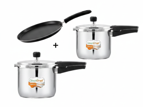 GREENCHEF SPECIAL FLAT TAWA+COMPACT PRIME STAINLESS STEEL COOKER COMBO