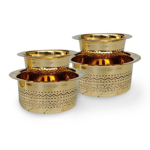 KESARIYA BRASS COFFEE DABARA SET OF 2 ANTIQUE