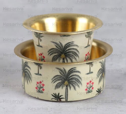 KESARIYA BRASS COFFEE DABARA SET OF 2 DESIGNER