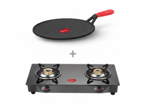 PIGEON AYUSH 2 BURNER BLACK+CAST IRON FLAT TAWA 280