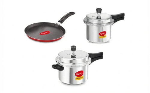 PIGEON COOKWARE MEGA COMBO – TAWA+2 PRESSURE COOKERS