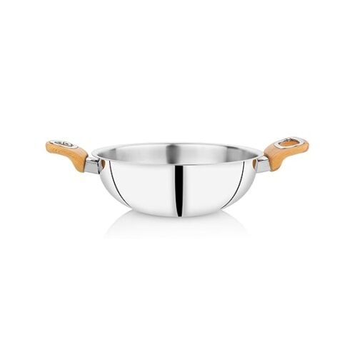 KESARIYA 28 CM/ 3 LTR THICKPLY KADHAI WOODEN HANDLE