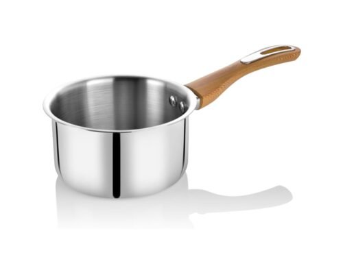 KESARIYA SS THICKPLY SAUCEPAN WOODEN HANDLE
