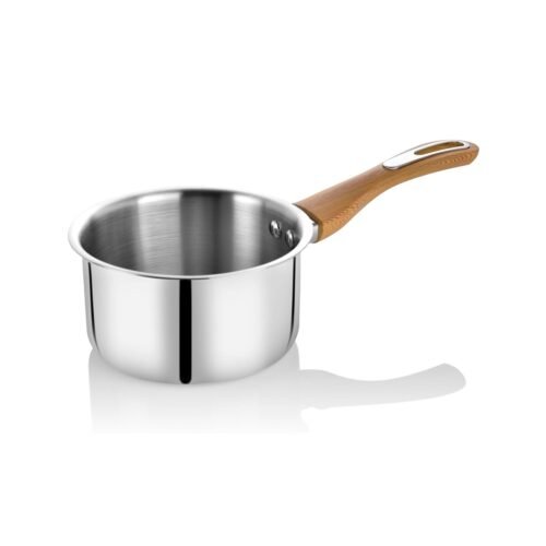 KESARIYA SS THICKPLY SAUCEPAN WOODEN HANDLE