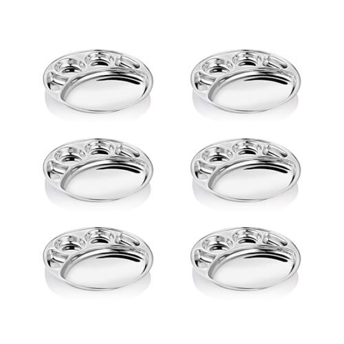 KESARIYA SS ROUND BHOJAN PLATE (5 IN 1)